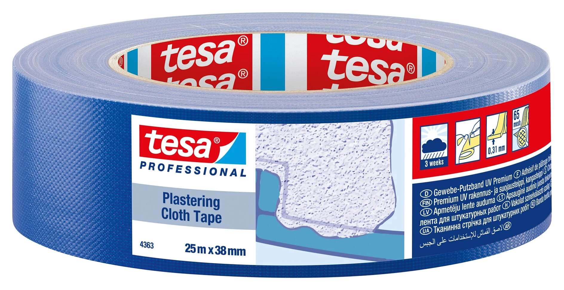 Tesa 04363-00003-01 zilā apmetuma līmlente 25