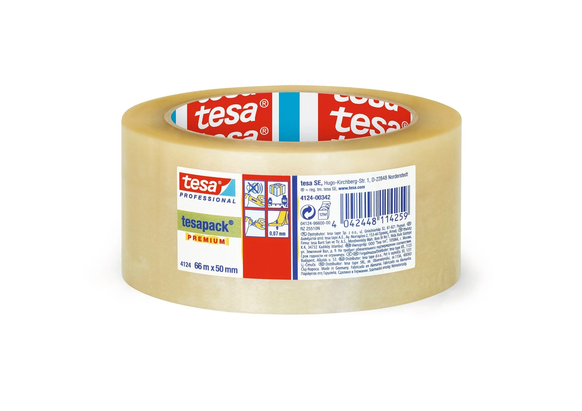 Tesa 04124-00342-00 caurspīdīga iepakojuma līmlente 66