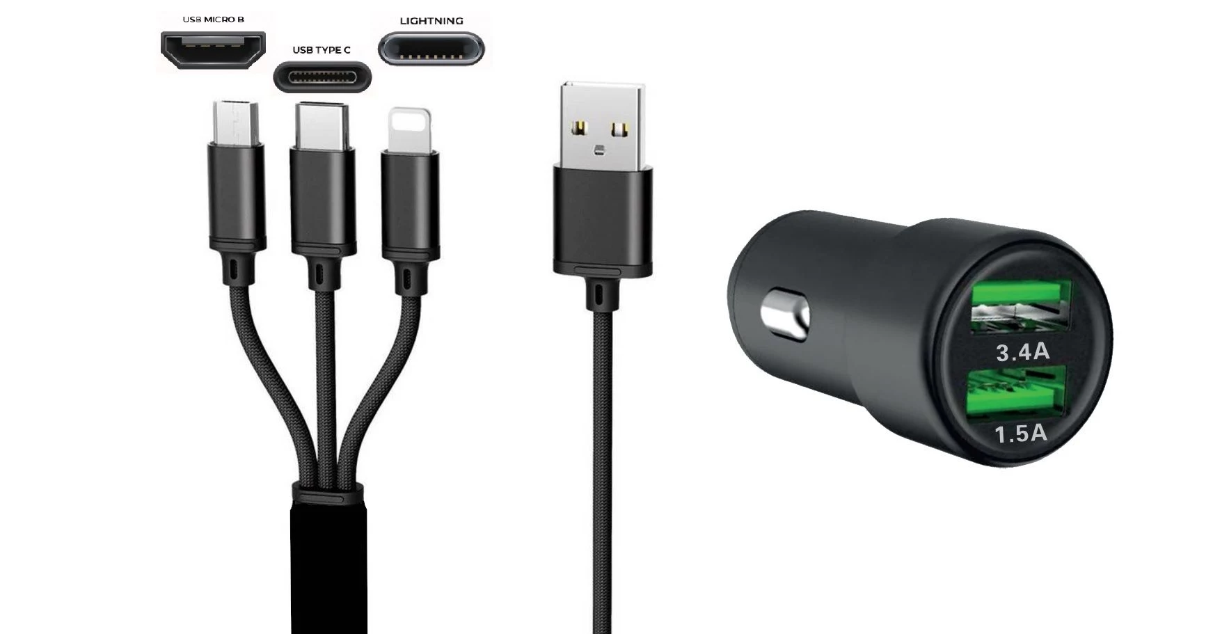 IWH Dual USB Auto Lādētājs 3-in-1