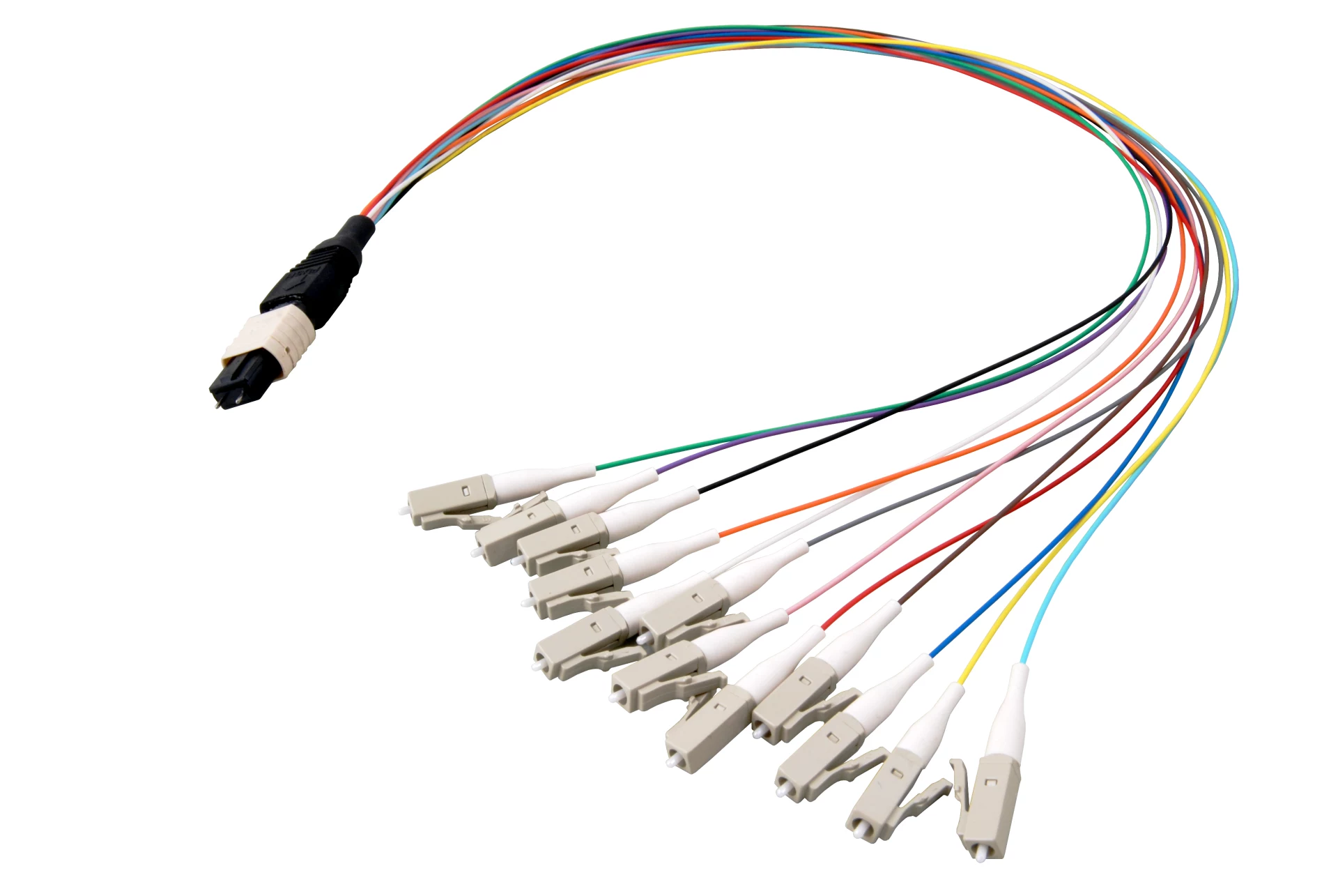 MPO-PLUS/APC(M)-LC Fanout kabelis OS2 12 šķiedras