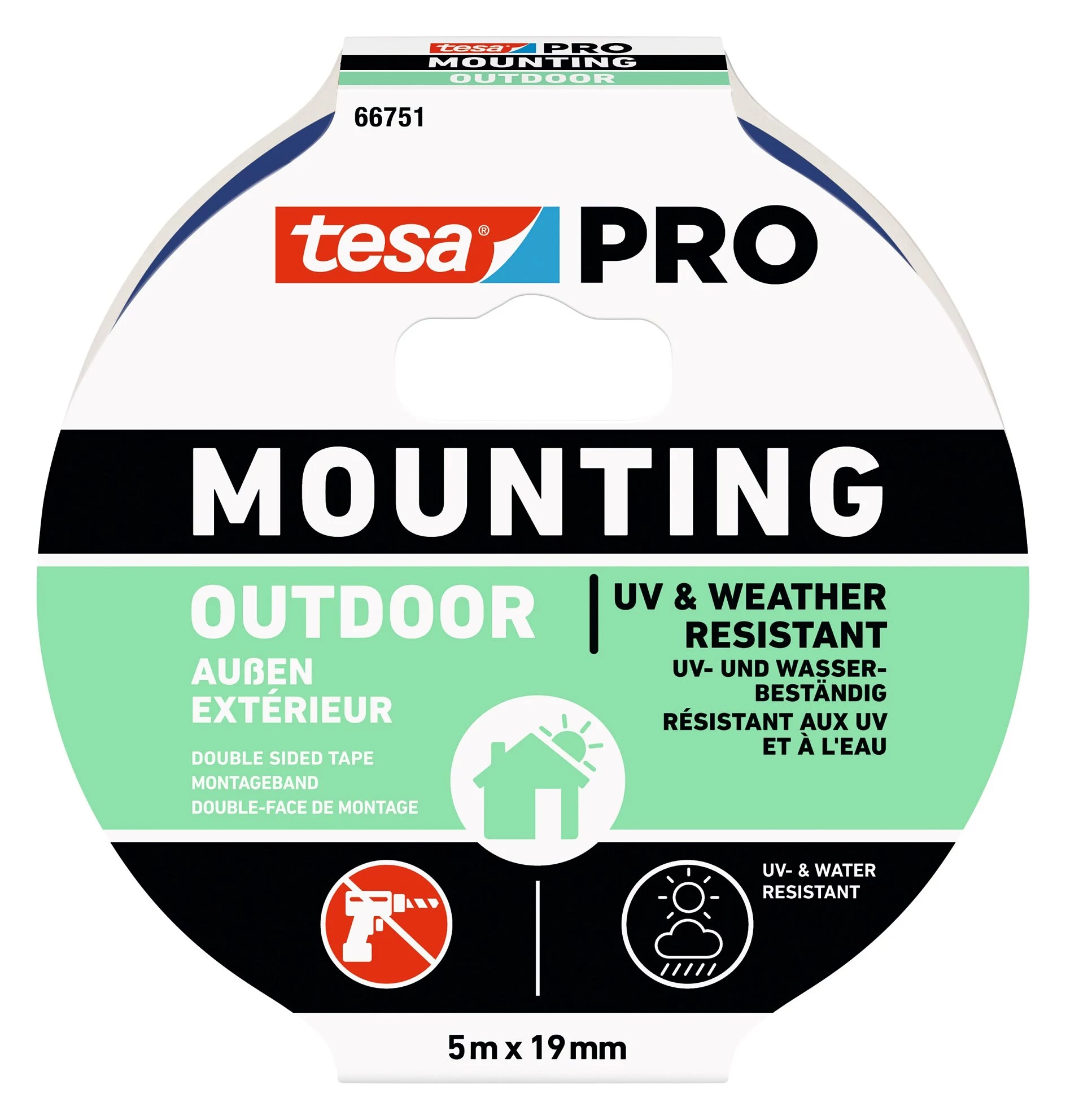 Tesa Mounting PRO Outdoor 66751-00001-00 caurspīdīga