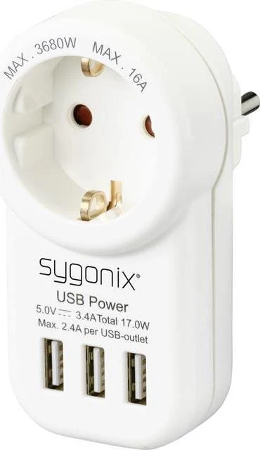 Sygonix SY-4755856 starpniekadapteris ar 2 USB