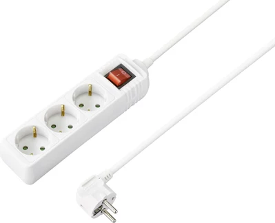 Sygonix SY-4890990 pagarinātājs ar slēdzi, balts
