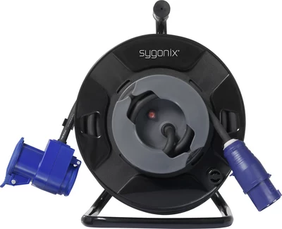 Sygonix SY-6684366 kabeļa spole melna CEE