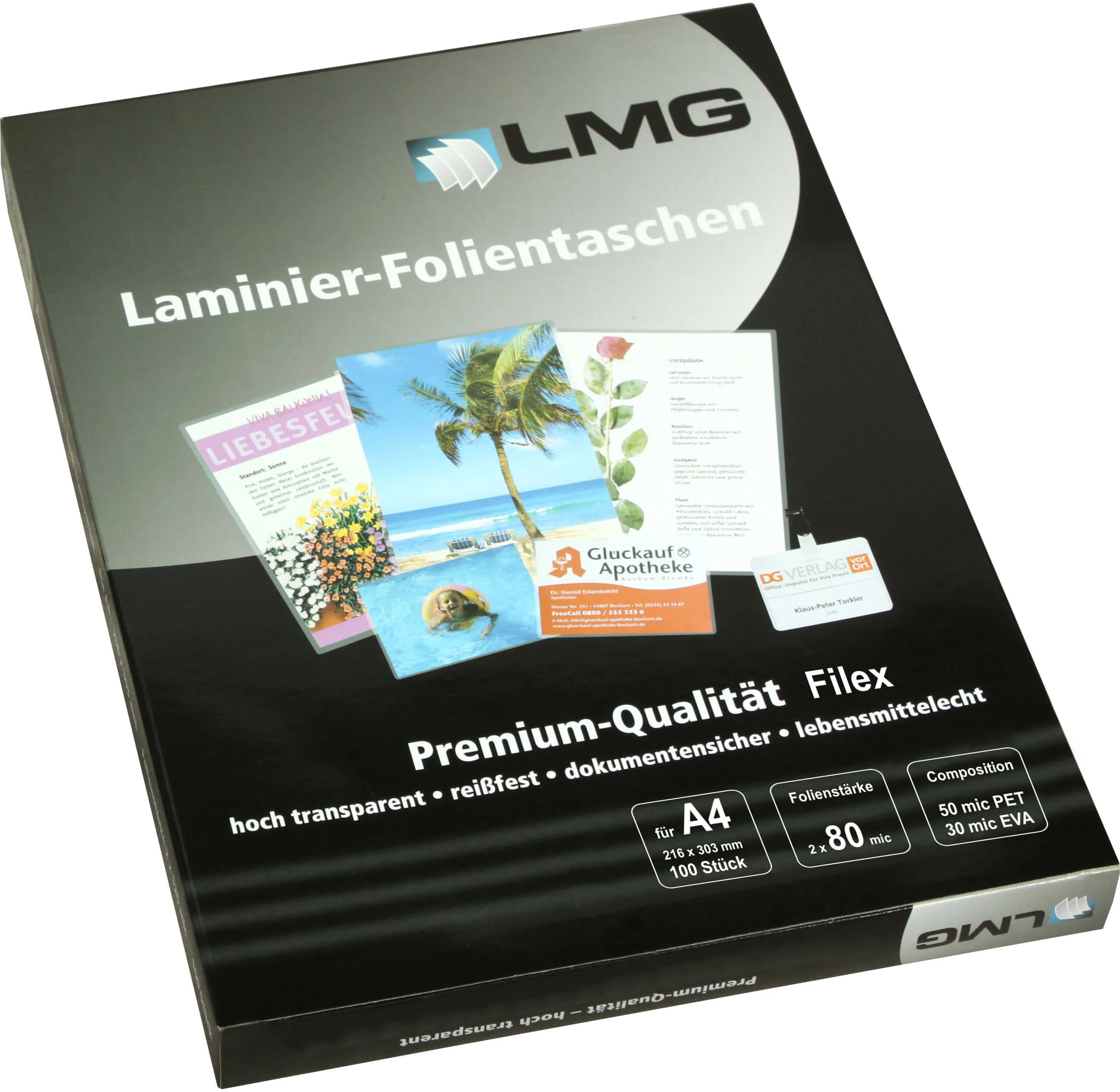 LMG A4 spīdīgas laminēšanas kabatas 80