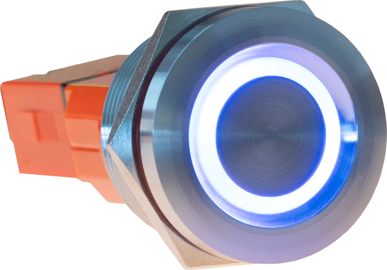 JOY-IT Button22T-01 poga ar fiksāciju, sarkans/zils