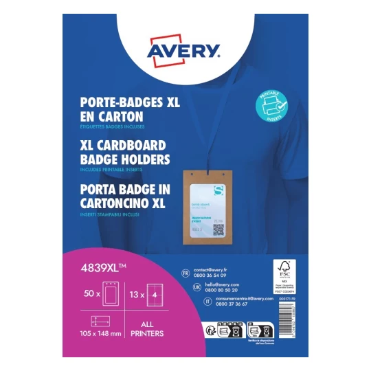Avery 4839XL vārda nozīmīšu turētāju komplekts