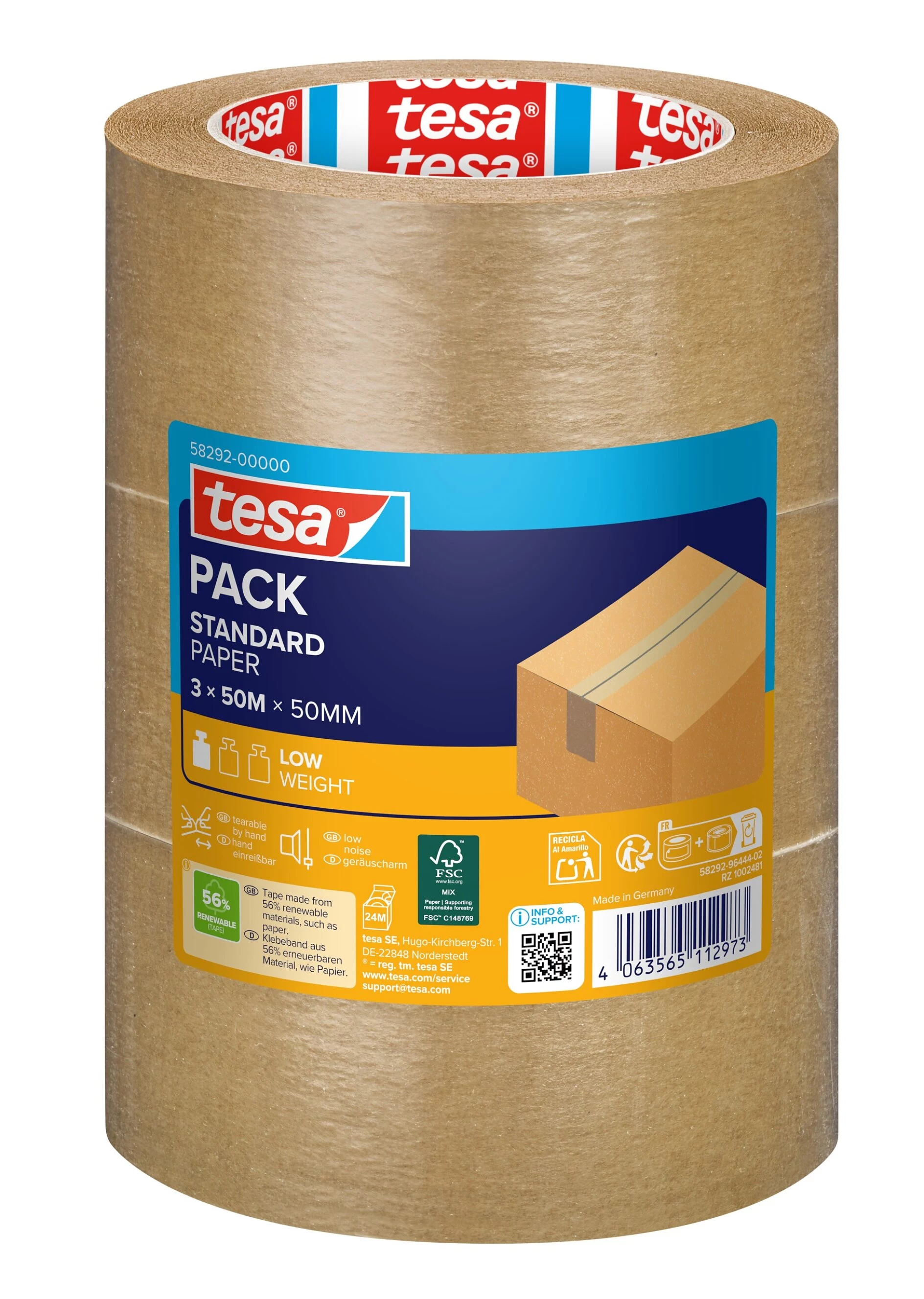 Tesa STANDARD ecoLogo® 58292 iepakošanas lente