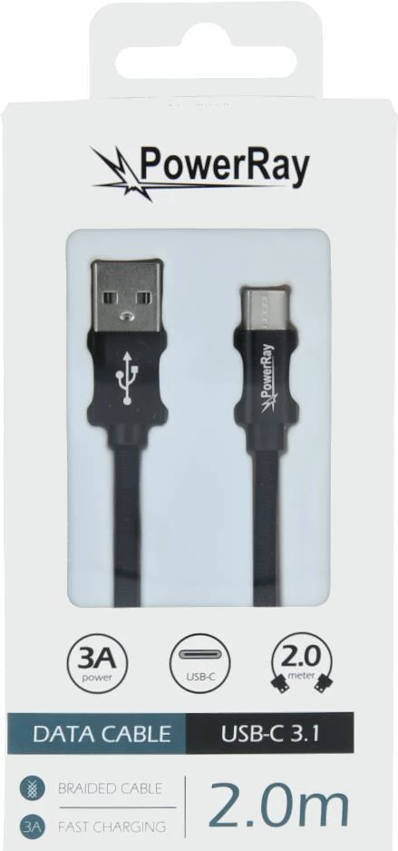 PowerRay Datu kabelis PR-DCUC200TBK, USB-A uz
