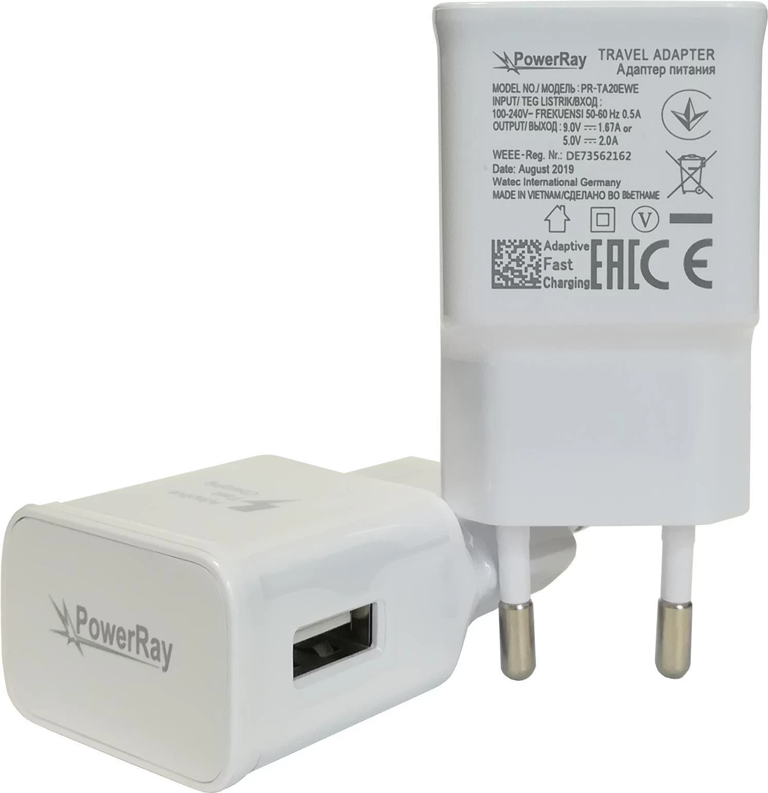 PowerRay lādētājs PR-TA20EWE, EU spec 2