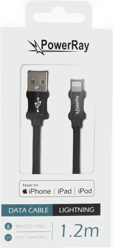 PowerRay PR-DCUL120TBK USB-A uz Lightning MFi
