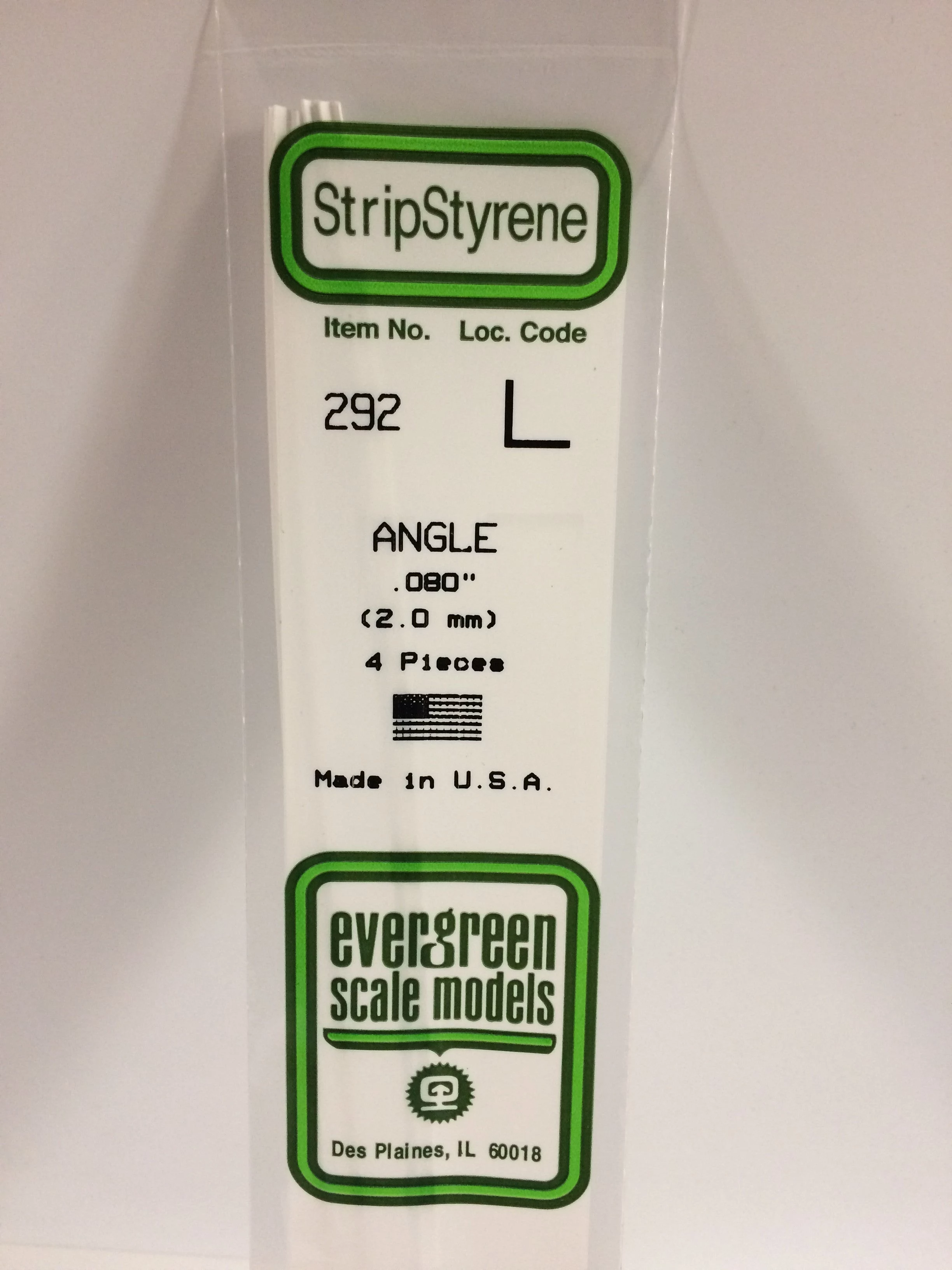 Evergreen 292 polistirola L-profils 350 x