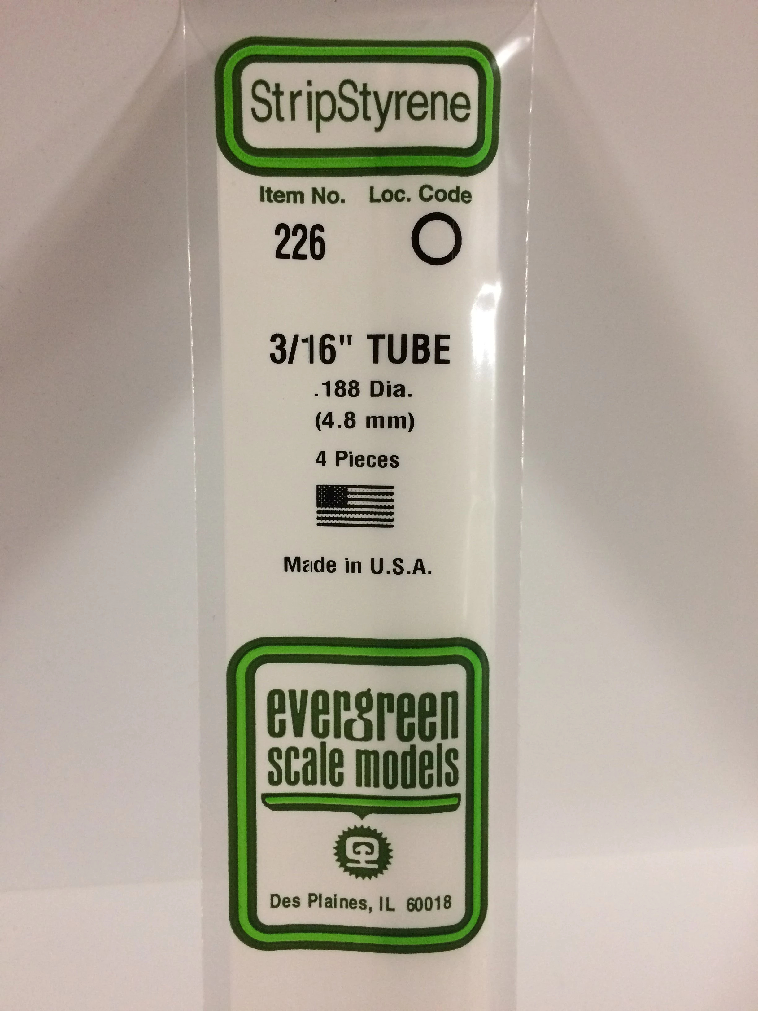 Evergreen 226 polistirola caurulīte, 4,8