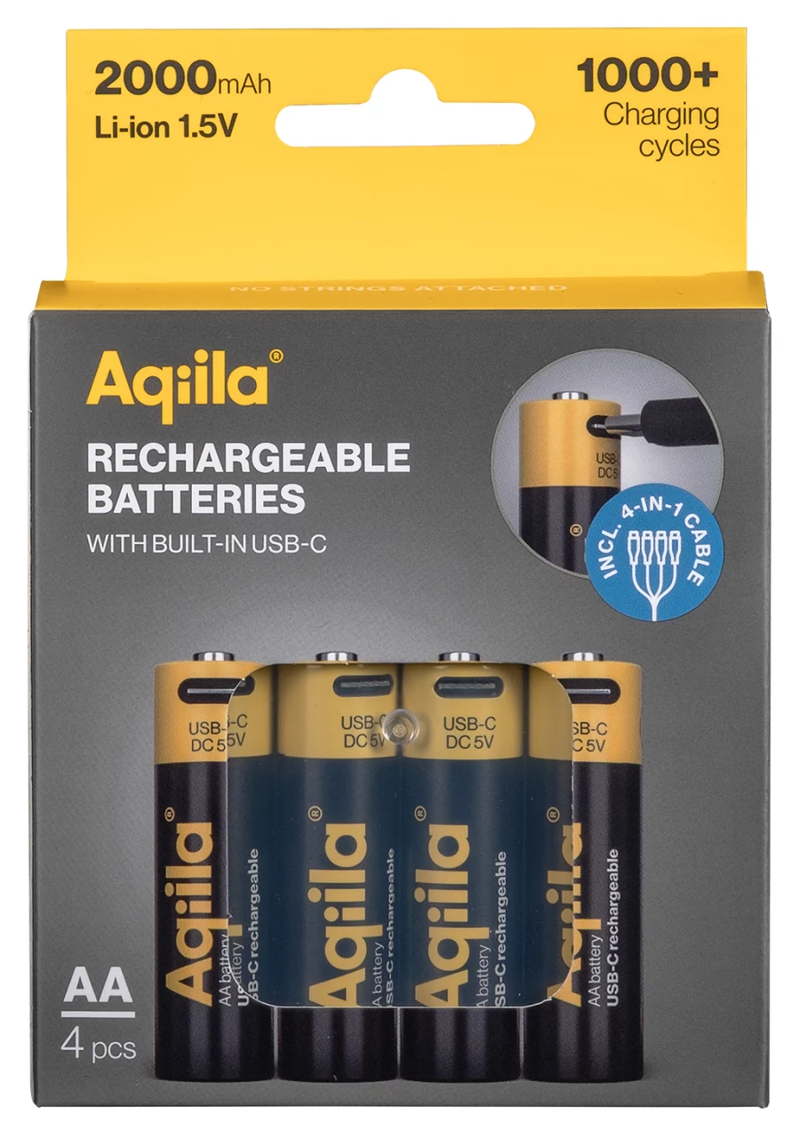 AQIILA USB-C uzlādējamas AA litija jonu