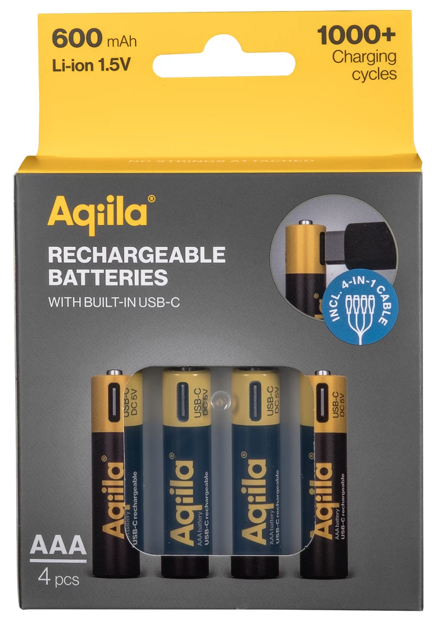 AQIILA AAA NiMH akumulatori ar USB-C
