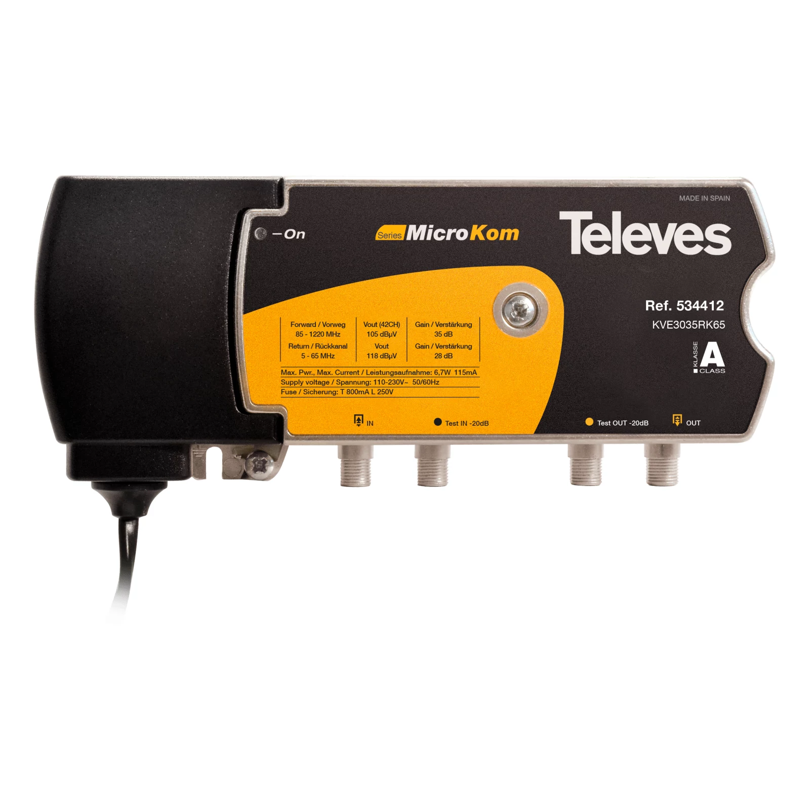 Televes KVE3035RK65 CATV platjoslas pastiprinātājs 30/35dB