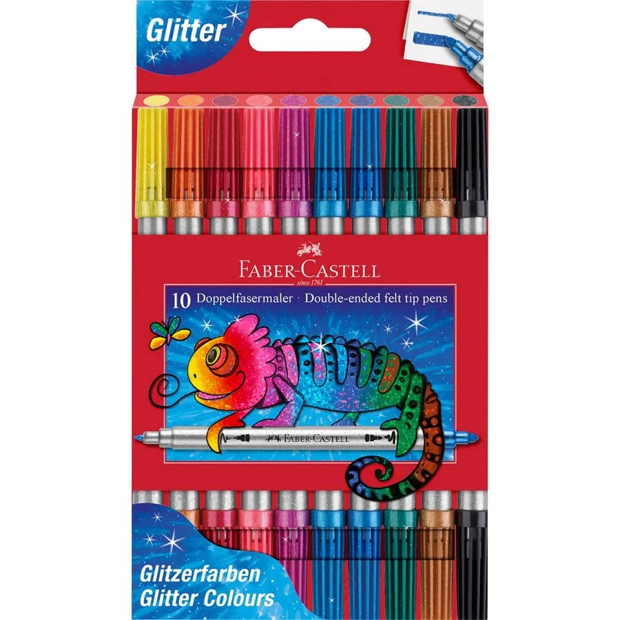 FABER-CASTELL Glitter Dual-Tip Fibre Pens, 10