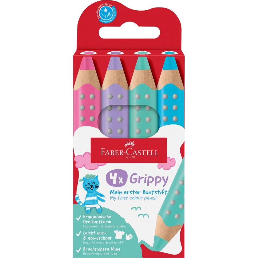 Faber-Castell Grippy Pastel trīsstūrveida krāsu zīmuļi