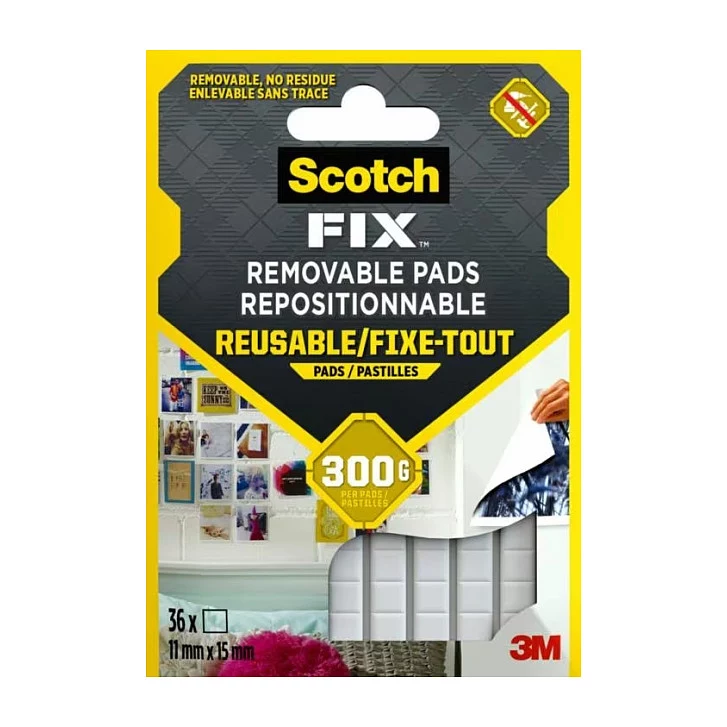 3M Scotch-Fix stiprinājuma kvadrātiņi 11 mm