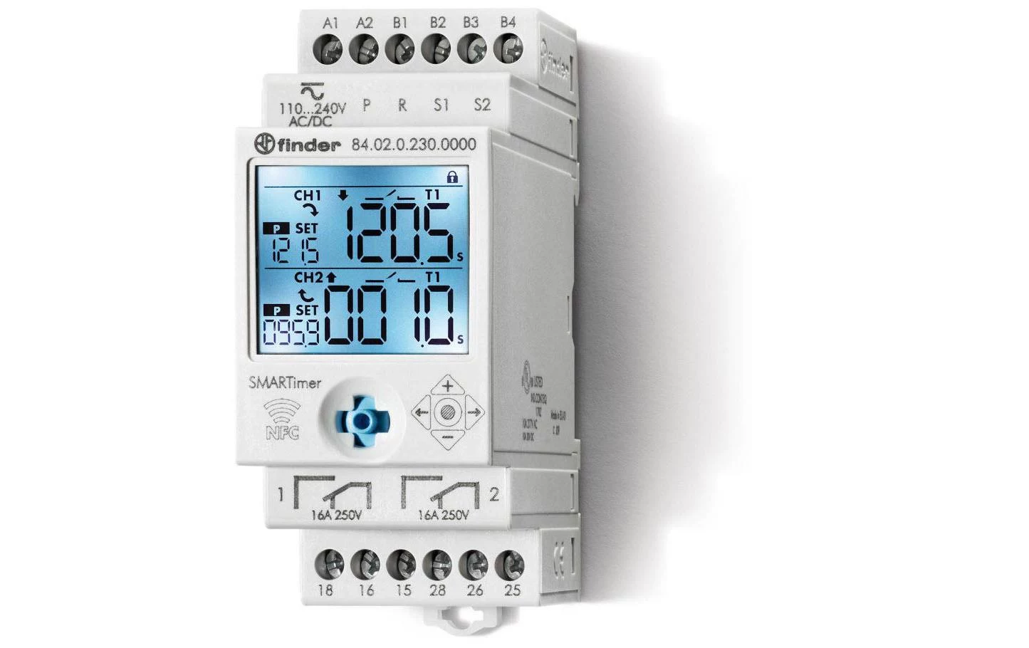 Finder Multifunkciju laika relejs 110-240V AC/DC