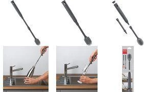 Metaltex Brush-Up regulējams trauku birste, pelēka
