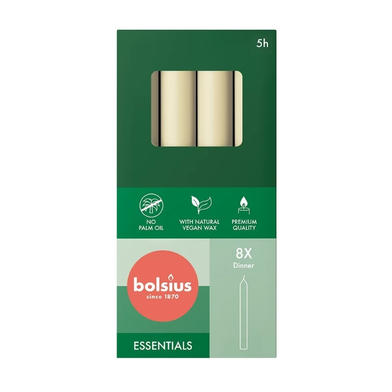 BOLSIUS galda sveces 8 gab. iepakojumā
