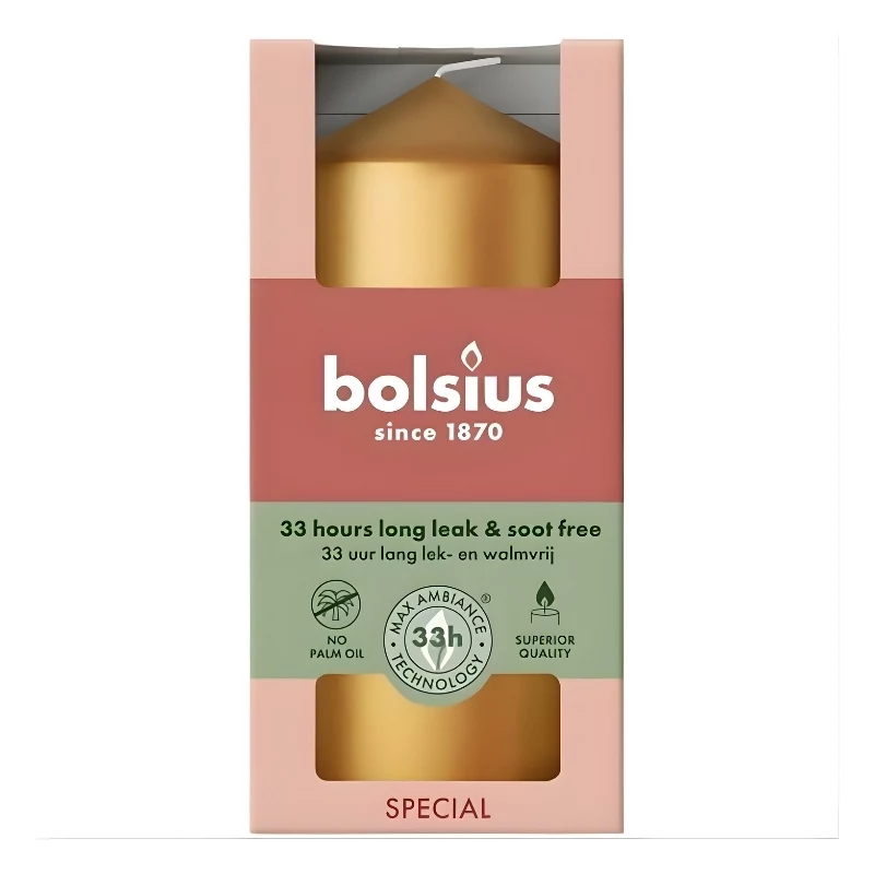 BOLSIUS svece cilindrs Ø120x58mm zelta