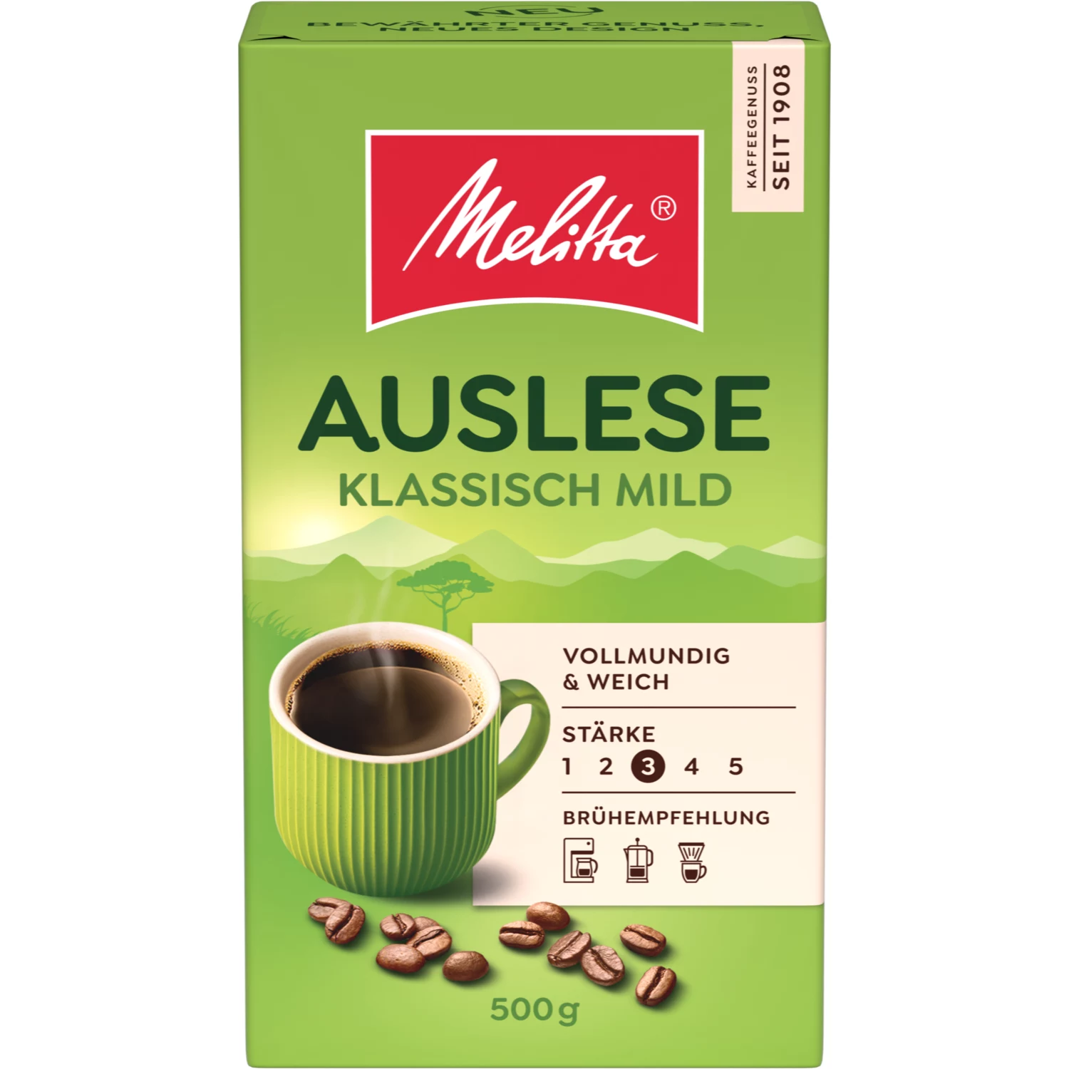 Melitta Auslese Klassisch-Mild maltā kafija, 500