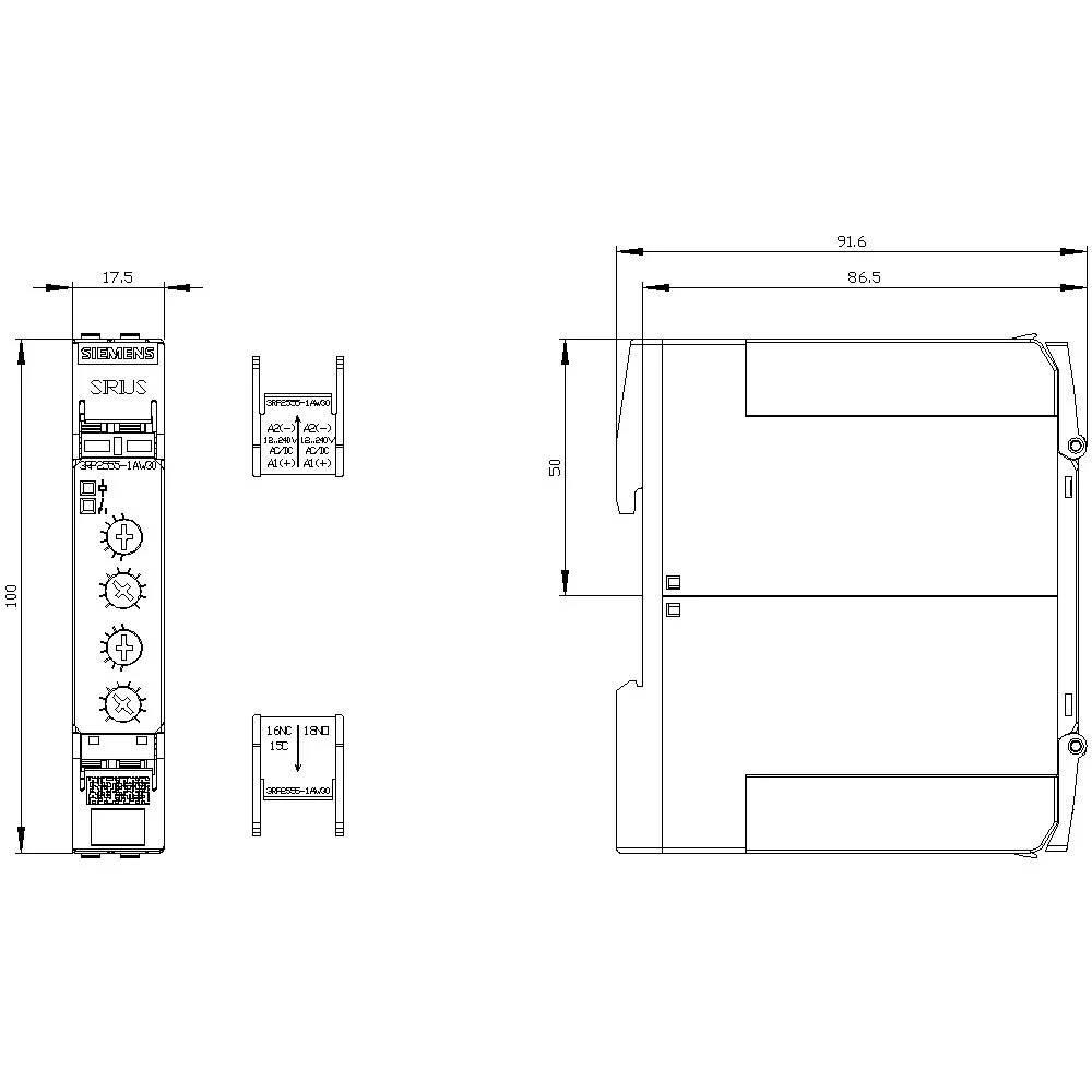 Siemens 3RP25551AW30 Asimetriskais impulsu laika relejs