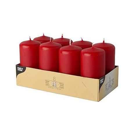 PAPSTAR Stumpenkerzen sveces 10 cm sarkanas