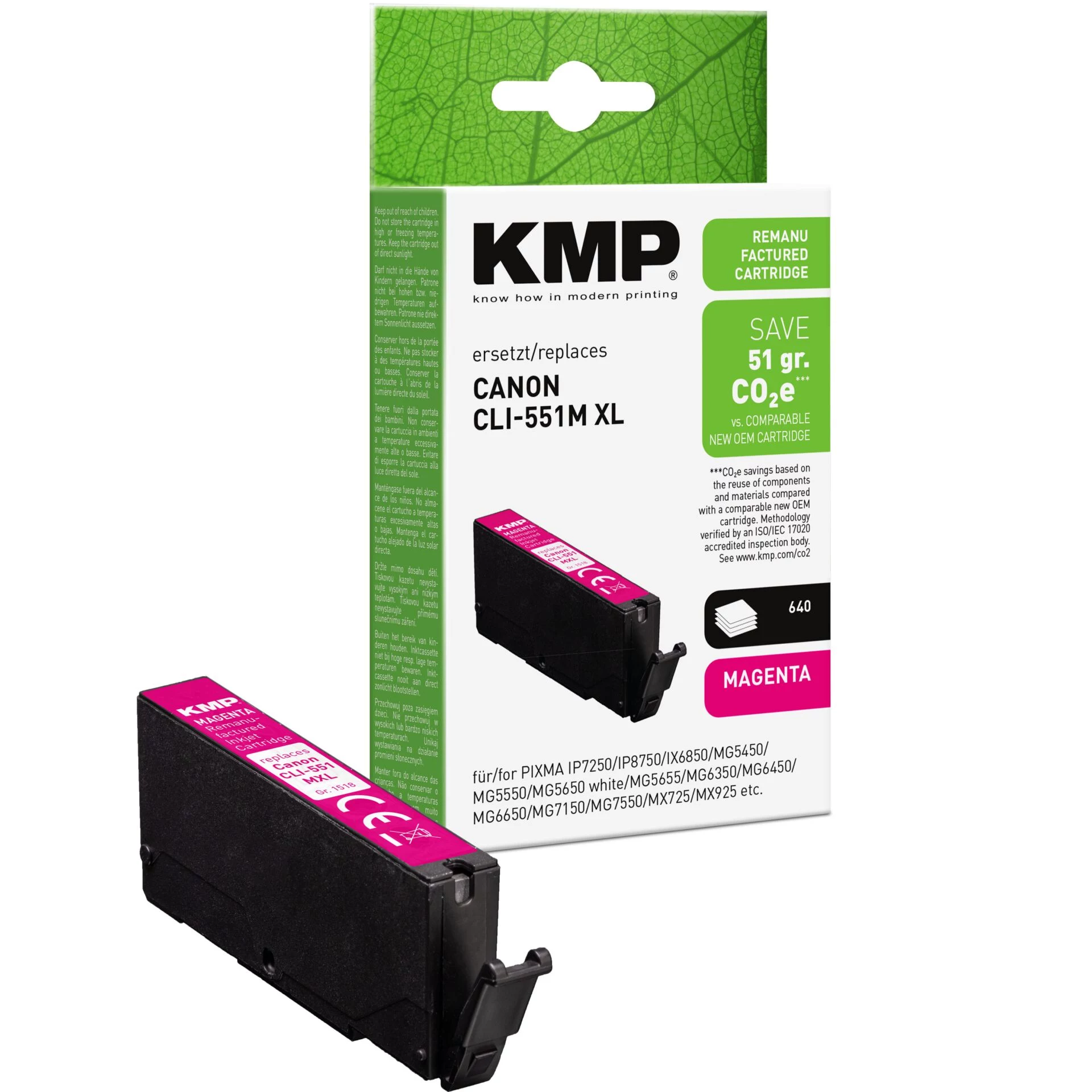 KMP saderīga magenta tintes kasetne XL