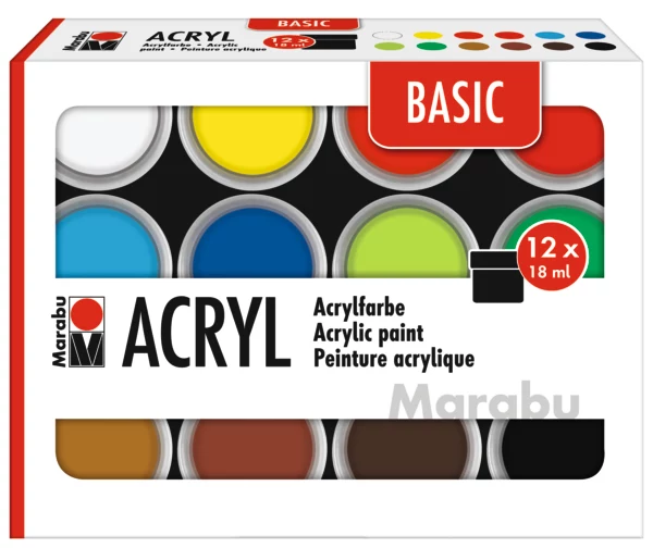 Marabu BASIC akrila krāsu komplekts, 12