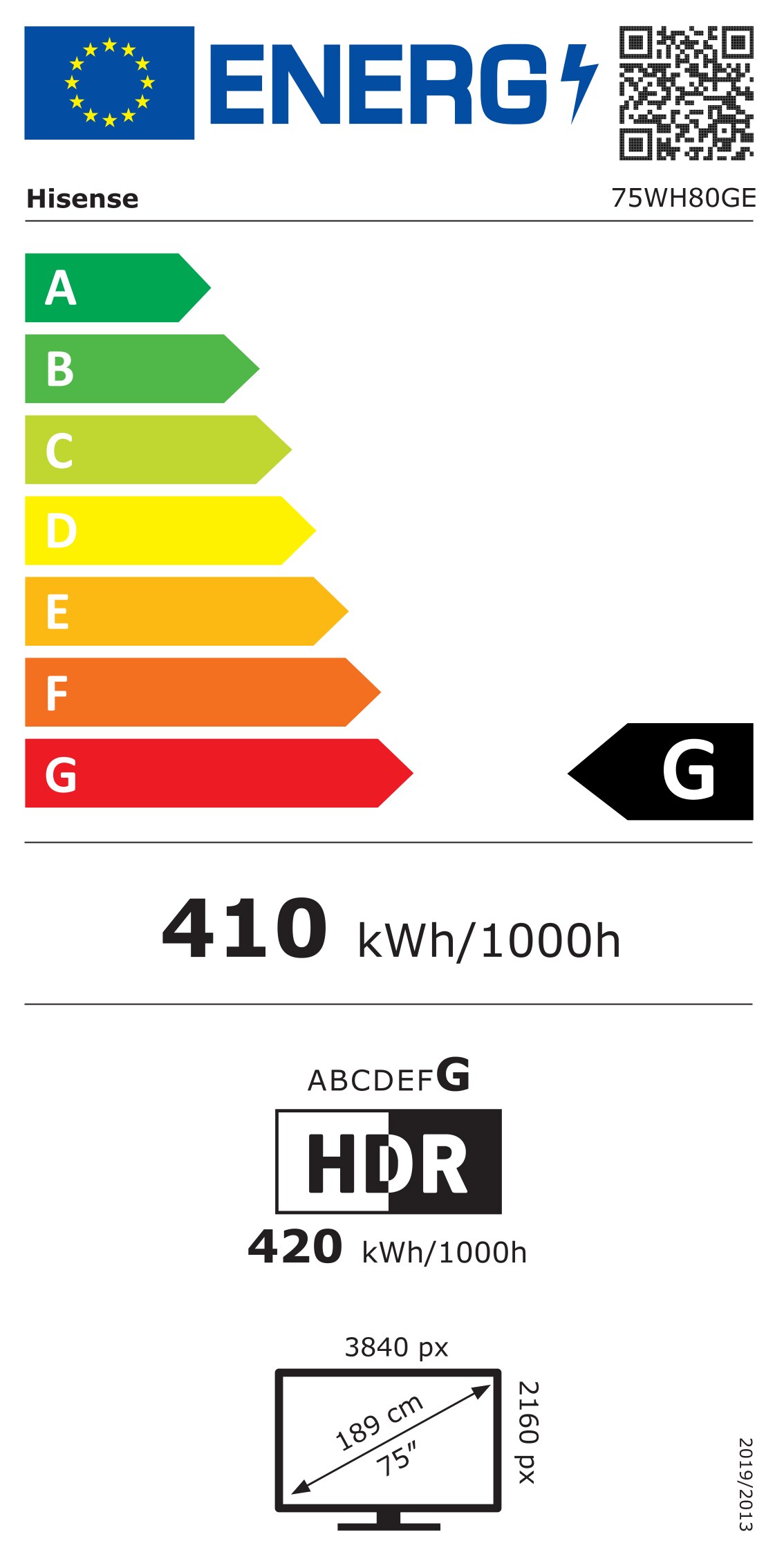 Hisense 75WH80GE 75 inch augsta spilgtuma