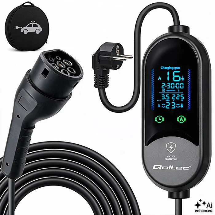 Qoltec mobilais elektromobiļu lādētājs 2-in-1, Type