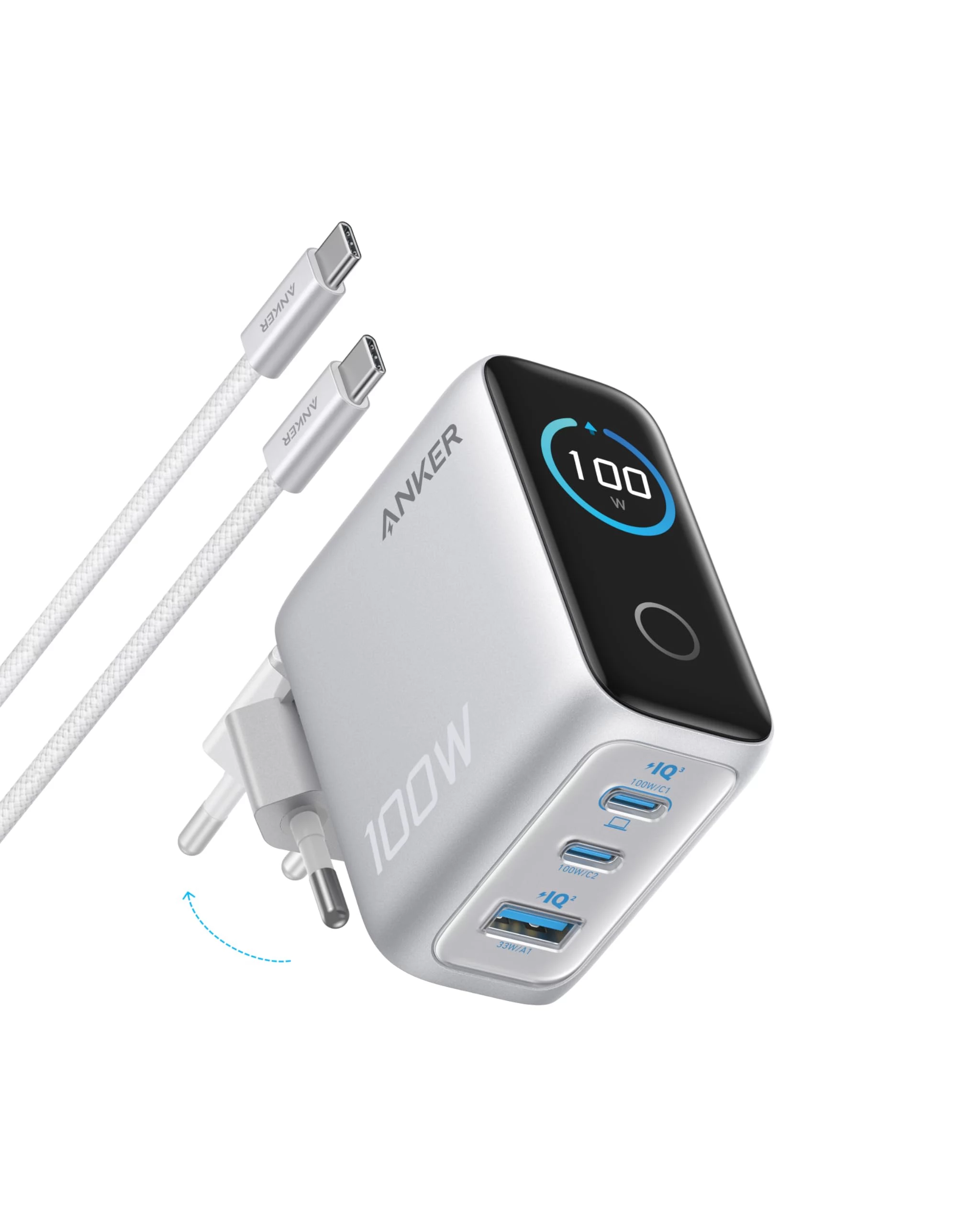 Anker lādētājs ar displeju 2C1A 100W
