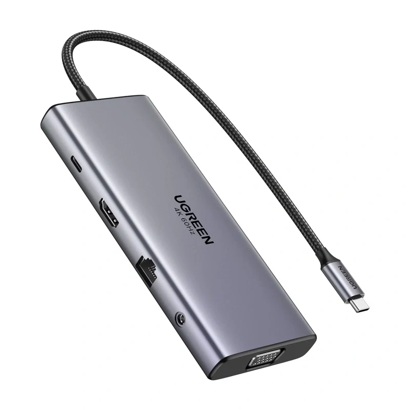 Ugreen CM639 USB-C centrmezgls, HDMI, VGA