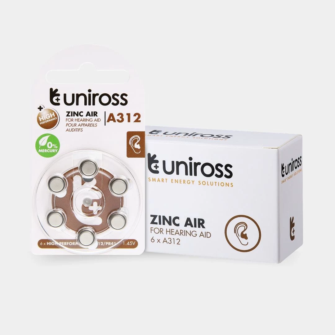 Uniross A312 pogu baterijas dzirdes aparātiem