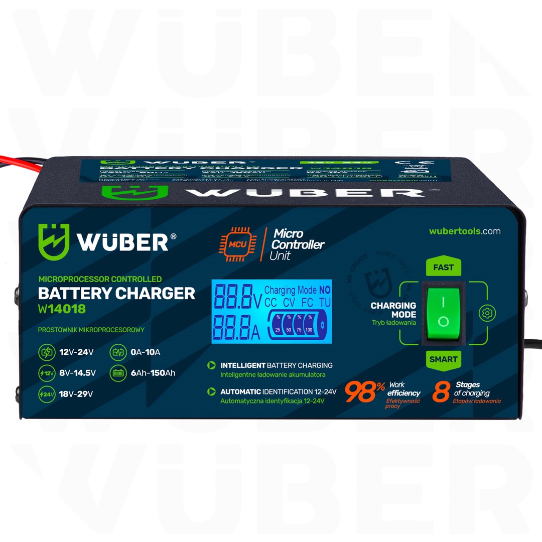 Wuber W14018 mikroprocesora automašīnas akumulatora lādētājs