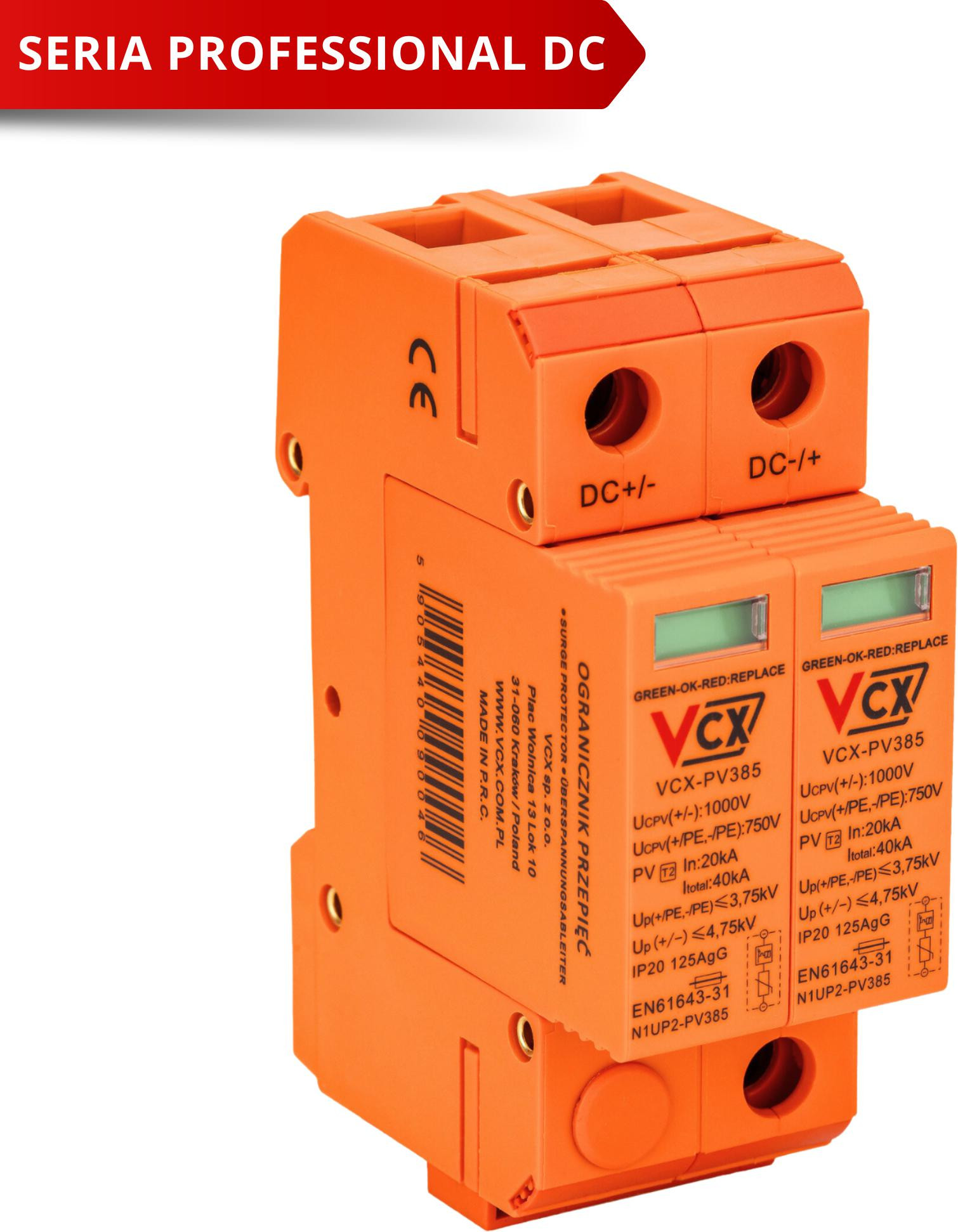 VCX fotoelektrisko sistēmu DC pārsprieguma novadītājs