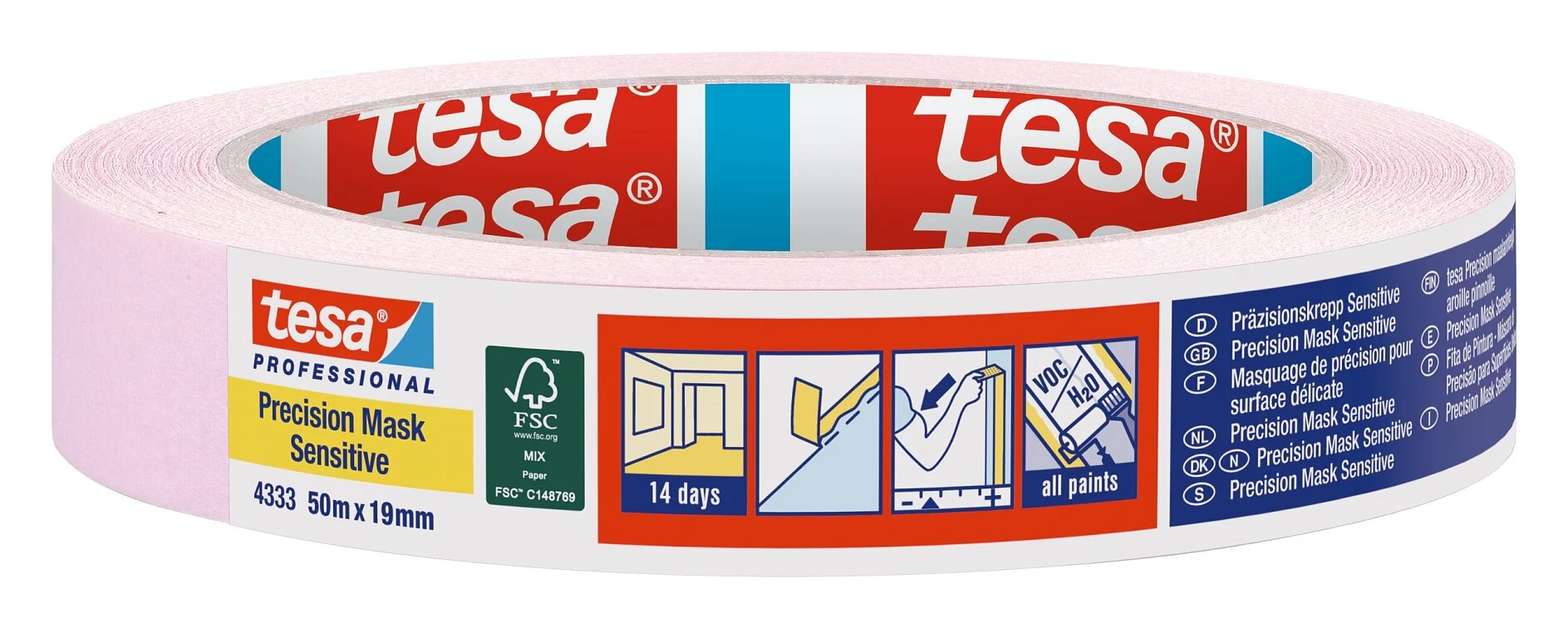 Tesa 04333-00017-02 maskēšanas līmlente, gaiši rozā