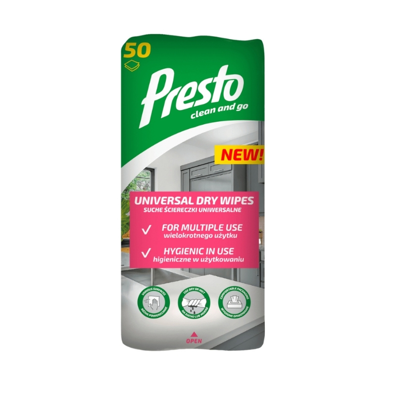 Presto universālās sausās salvetes uzkopšanai, 50