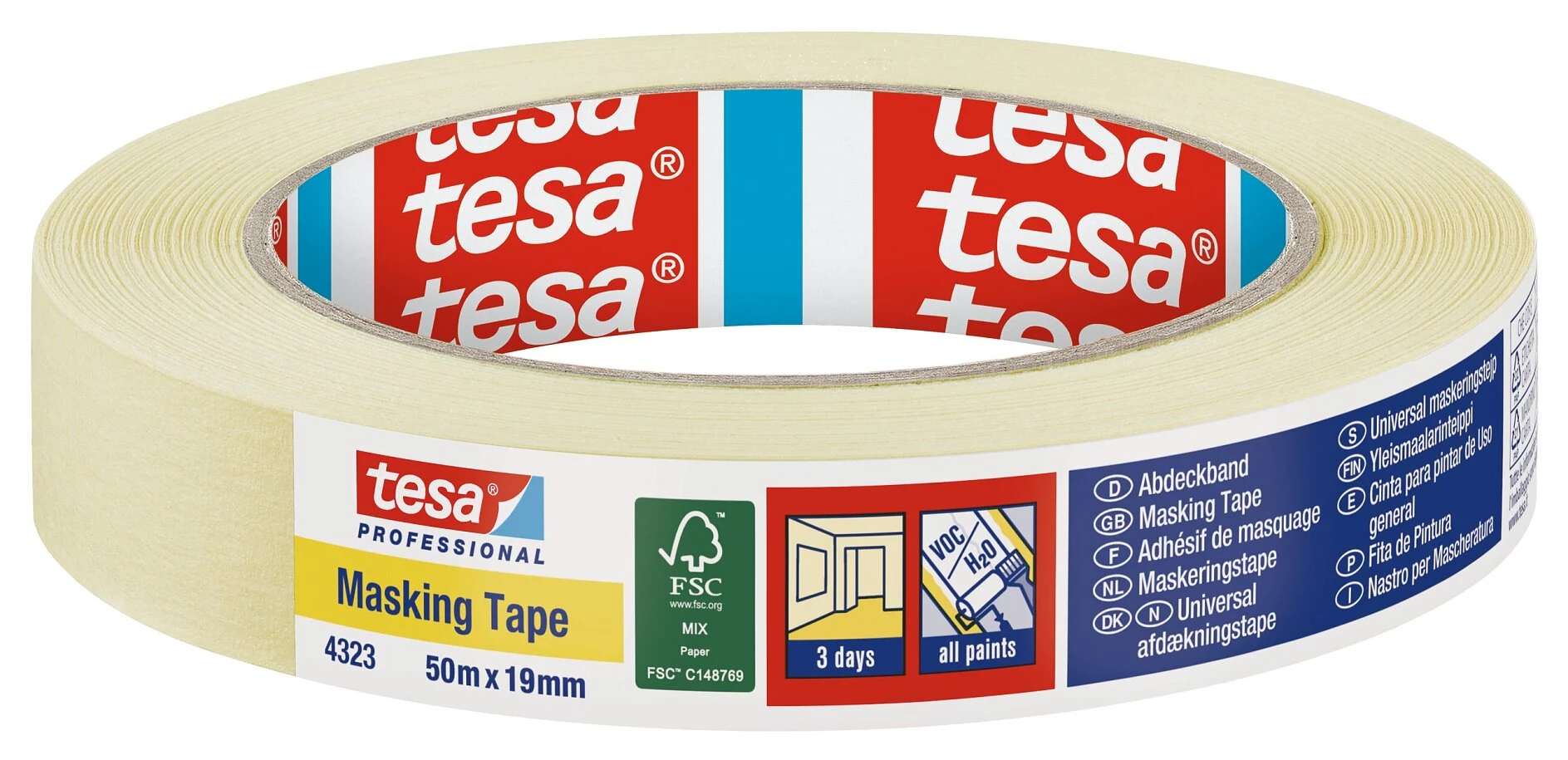Tesa krepa maskēšanas lente 19 mm