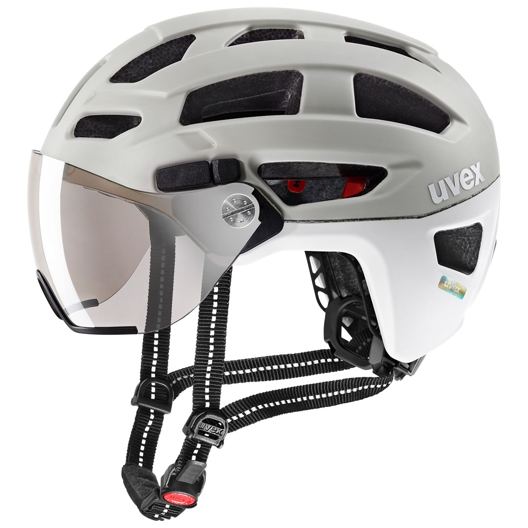 UVEX Finale Visor velosipēda ķivere, balta/smilškrāsas