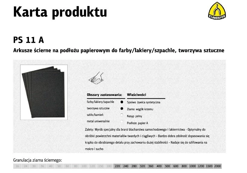 3M Klingspor PS11A P2000 Ūdensizturīgs Smilšpapīrs