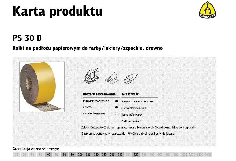 Alumīnija oksīda abrazīvā papīra rullis P40
