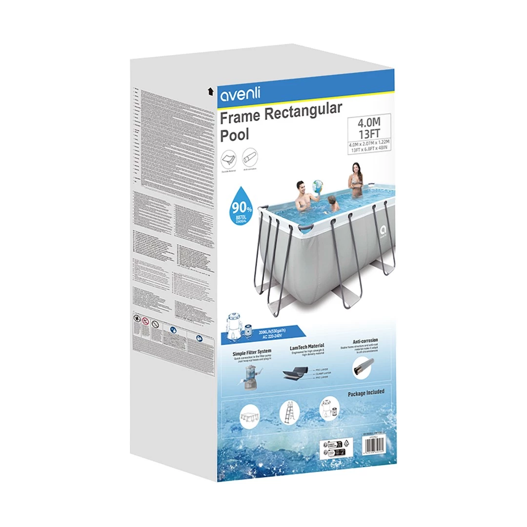 AVENLI Grey Rectangular Frame Pool 400x207x122
