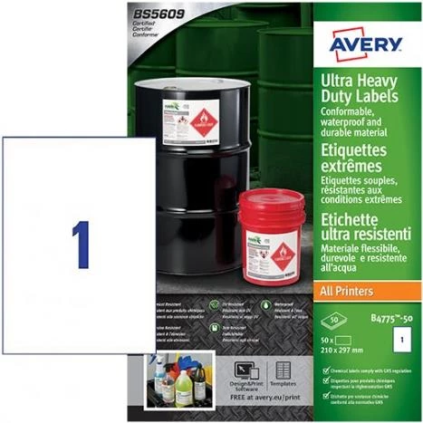 Avery Zweckform B4775-50 A4 baltas polietilēna