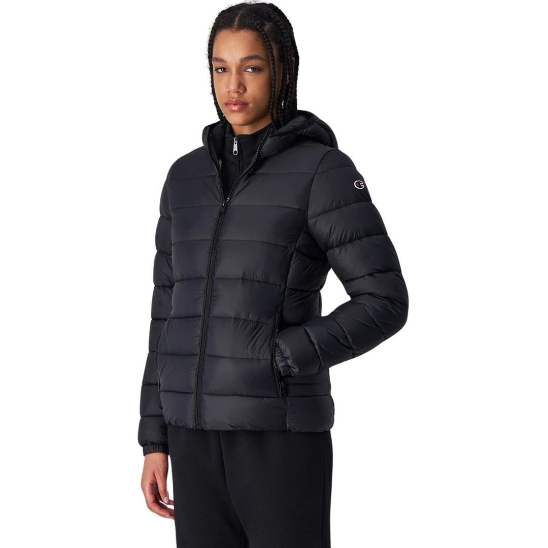 Champion Hooded Polyfilled Sieviešu Jaka Melna