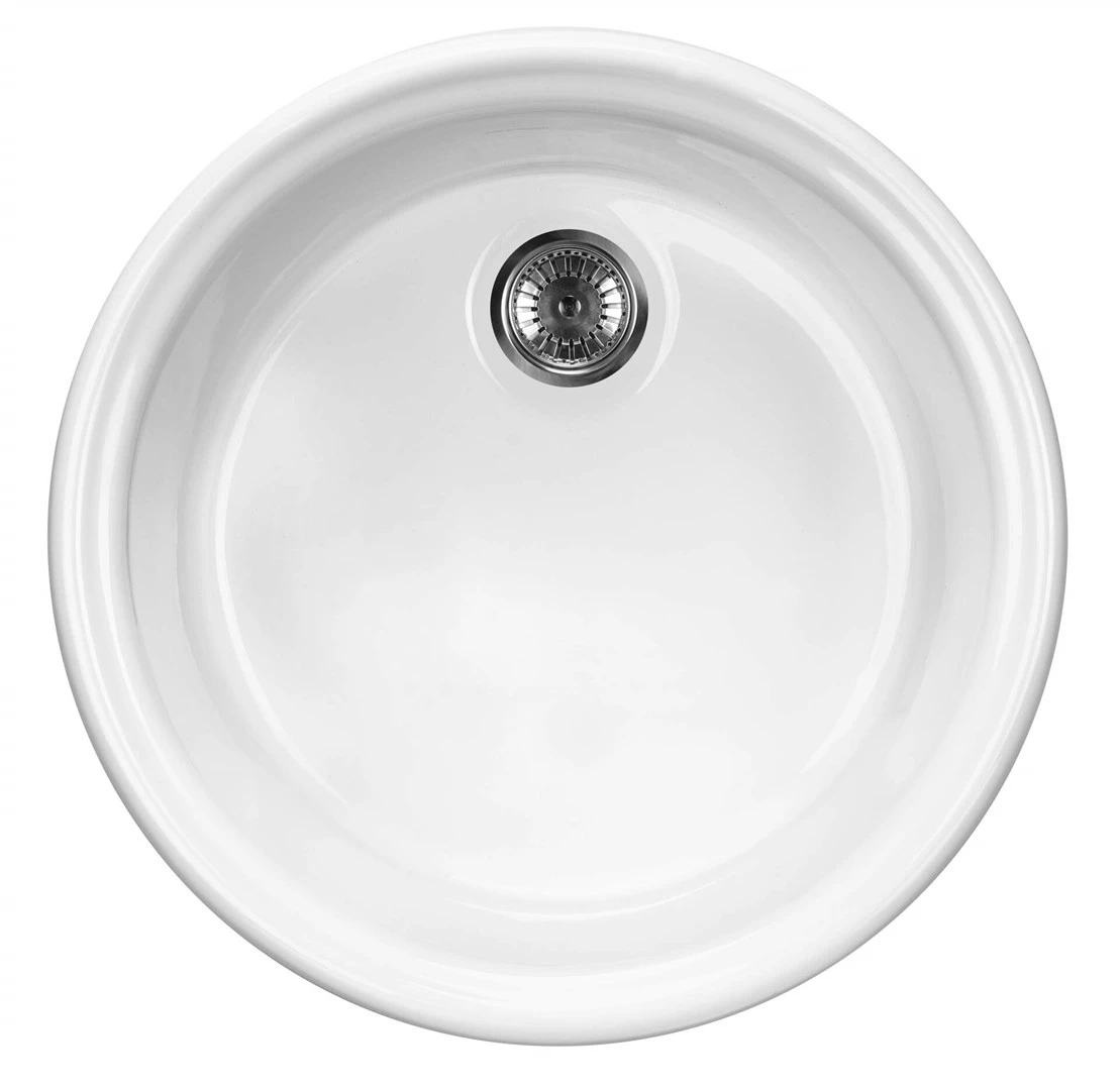 DEANTE 1-Bowl Ceramic Kitchen Sink White