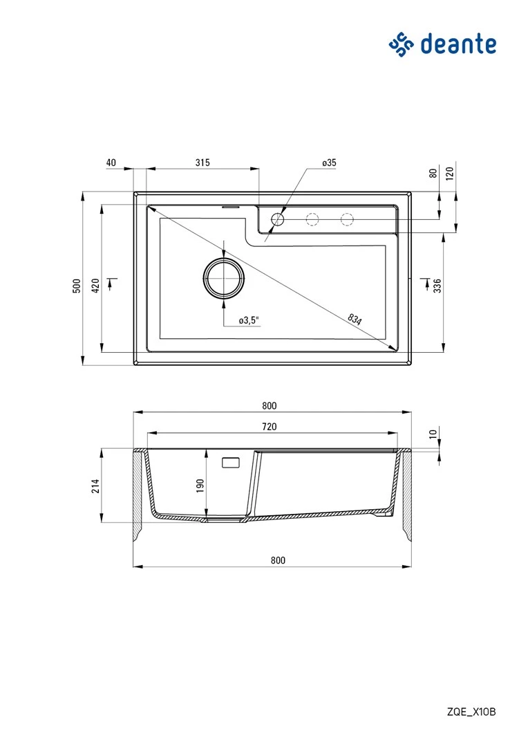 DEANTE 1-Bowl Granite Composite Kitchen Sink
